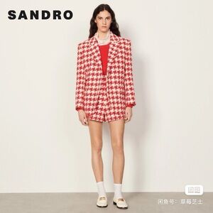 Sandro Women's Bold Red Houndstooth Blazer set
